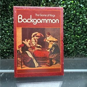 Source Unknown Backgammon Game Box - Red and Brown Artwork